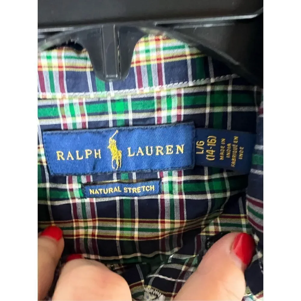 Ralph Lauren Polo Boys Natural Stretch Shirt Size L 14/16